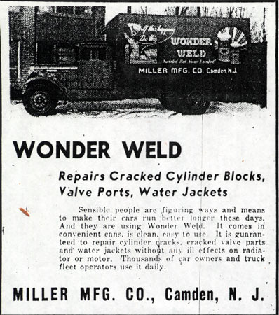 Camden Courier-Post advertisement for Wonder Weld by Miller Manufacturing Company, January 5, 1942