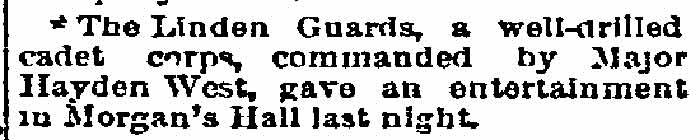 Philadelphia Inquirer, May 19, 1893 — Linden Guards entertainment at Morgan's Hall