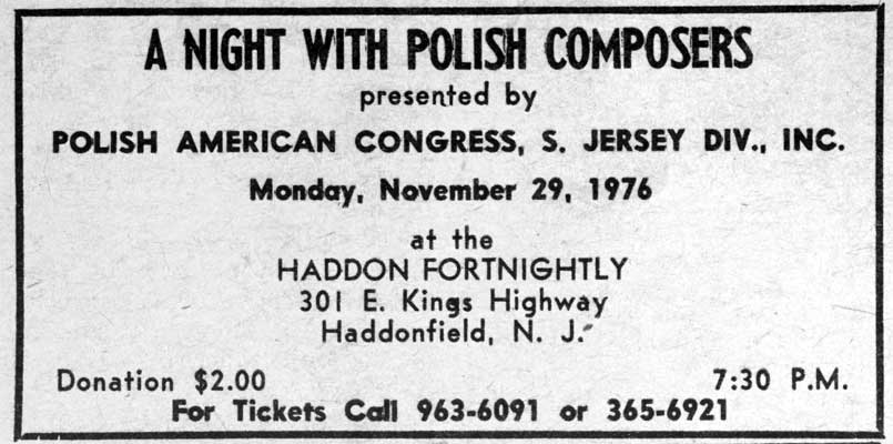 Camden County Record, November 25, 1976 — Polish concert