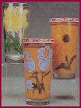 Boscul peanut butter glasses — floral decorated tumblers by William S. Scull Company, Inc.