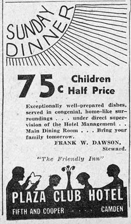 Camden Courier-Post, February 8, 1936 — Plaza Club Hotel