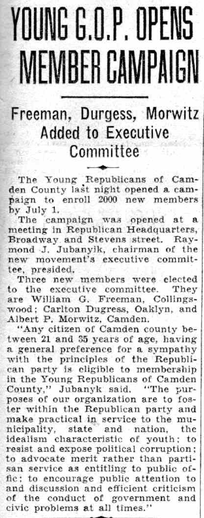 Camden Courier-Post June 4, 1932 — Raymond J. Jubanyik, Albert P. Norwitz