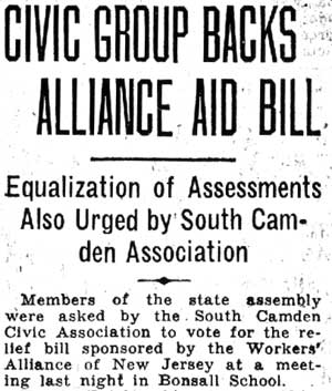 South Camden Civic Association — Camden Courier-Post, January 22, 1938