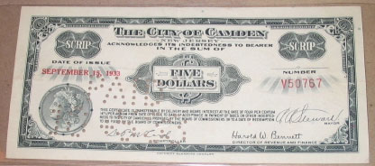 Camden City Scrip, 1933