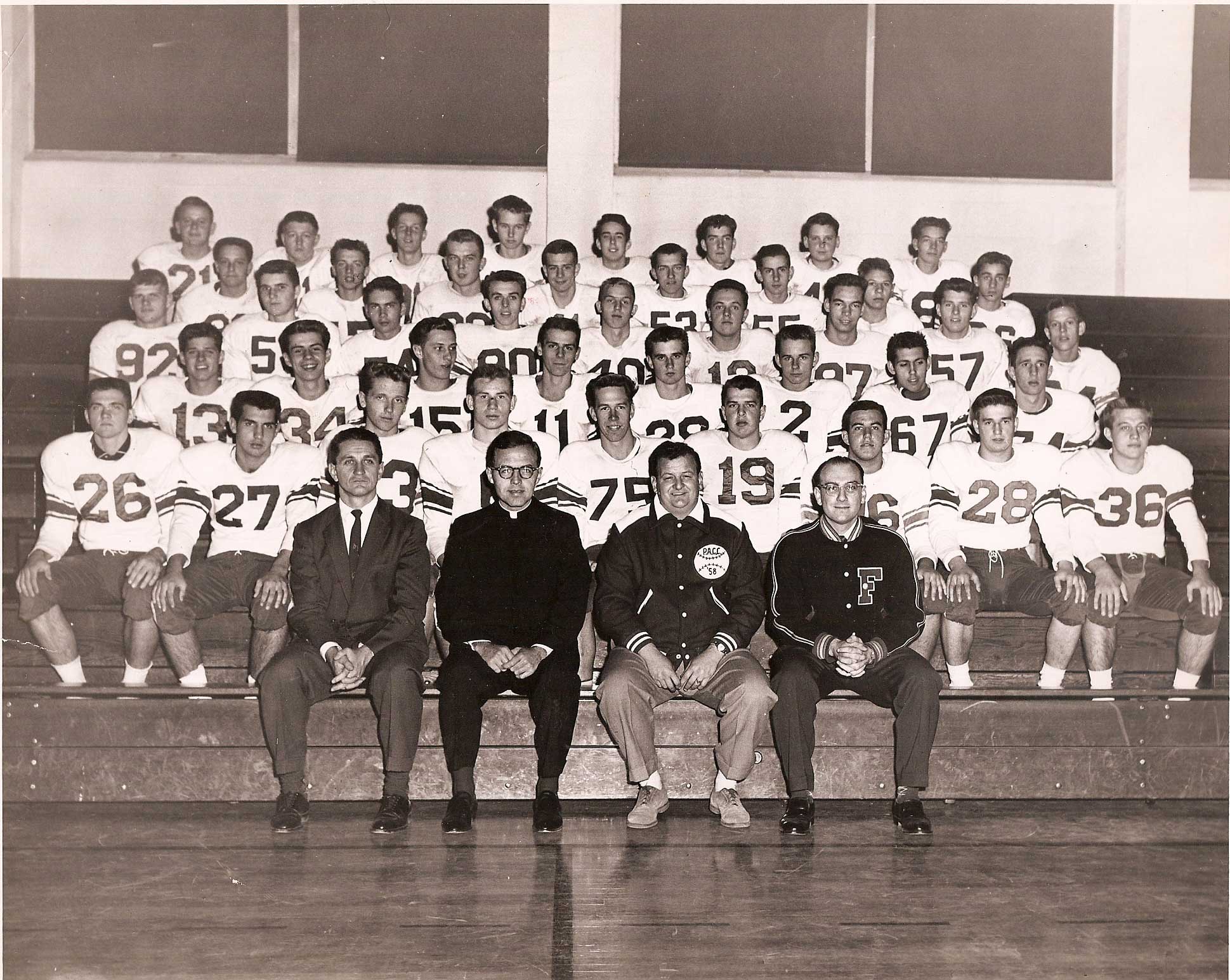 St. Joseph High School Varsity Football 1961 — Camden sports legend Al Litwa in first row, wearing a P.A.C.C. jacket