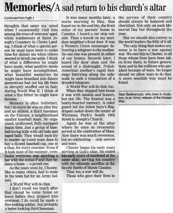 Stan Bednarczyk photo, Courier-Post May 26 2001