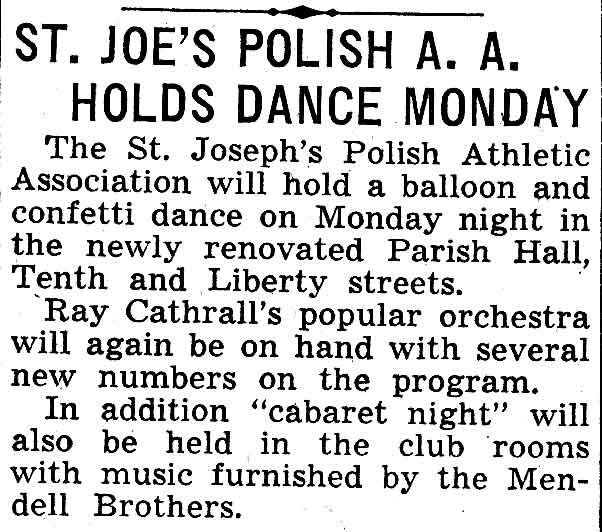 St. Joe's Polish Athletic Association dance — Camden Courier-Post, February 19, 1938