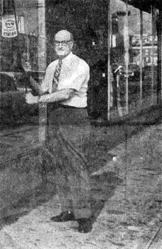 Tanfield Kotlikoff outside the store, 1970s