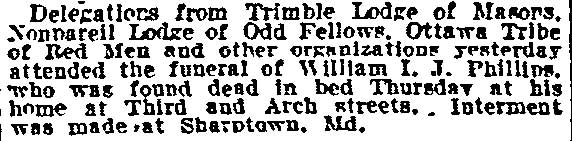 Philadelphia Inquirer, July 29, 1915 — Trimble Lodge No. 117