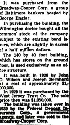 Wilson Building sale article, continued — Camden Courier-Post, July 2, 1948