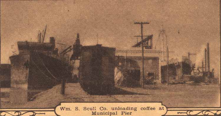 Wm. S. Scull Co. unloading coffee at Municipal Pier, Camden, NJ