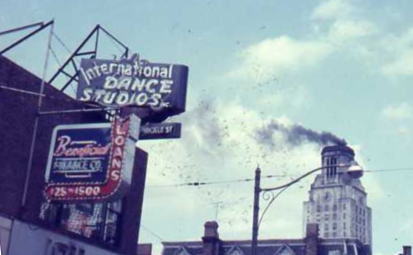 Southwest corner of Broadway and Mickle Street, mid-1950s