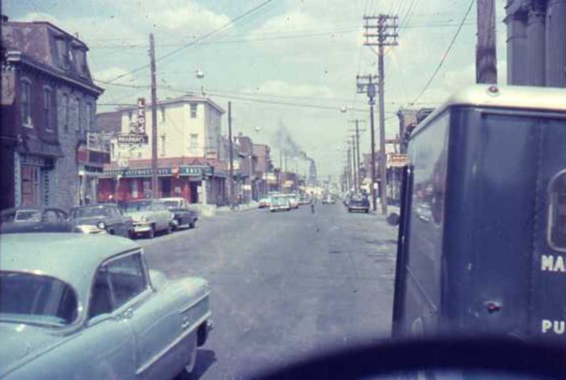 Looking north on Broadway at Ferry Avenue, mid-1950s