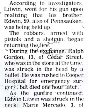 Litwin Brothers robbery article, Camden Courier-Post, June 6, 1975