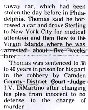 Litwin Brothers robbery article, Camden Courier-Post, June 6, 1975
