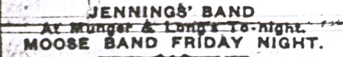 Camden Post-Telegram, October 14, 1912 — Jennings' Band at Munger & Long's; Moose Band Friday night