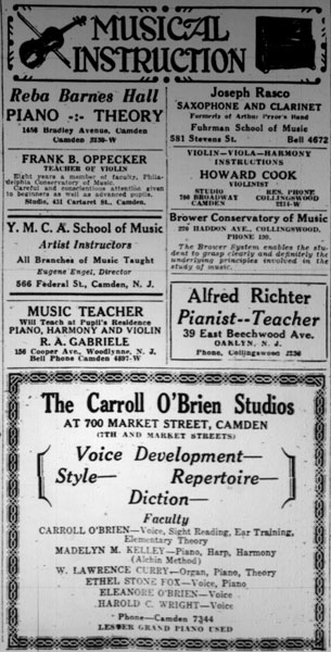 Music instructors of Camden — Camden Courier-Post, January 27, 1928