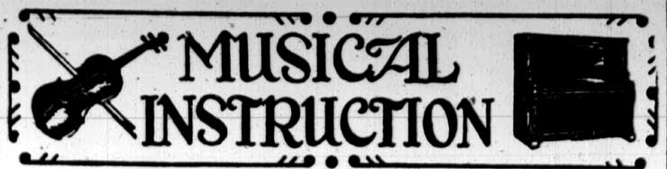 Camden music instructors directory header, January 27, 1928