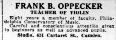 Frank B. Oppecker, 451 Carteret Street, Camden music instructor