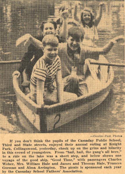 Cassaday School Pupils Hail Merry Outing at Knight Park - Camden Courier-Post, June 29, 1939