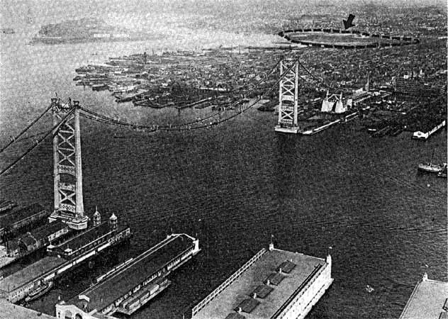 Delaware River Bridge construction and North Camden, 1925 aerial view