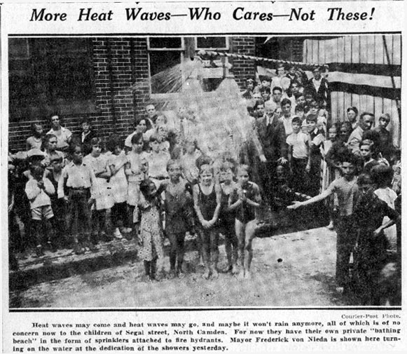 3 Hydrant Showers Dedicated; Segal Street Youngsters Happy - Camden Courier-Post, August 8, 1935