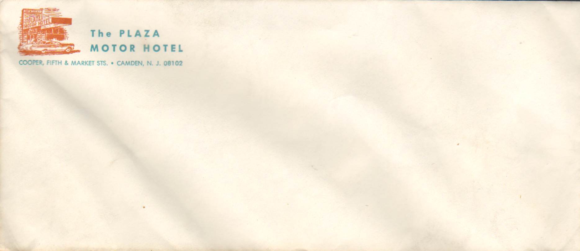 The Plaza Motor Hotel, 1960s envelope