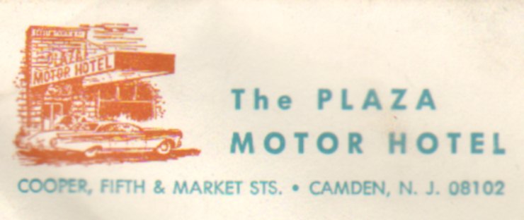 The Plaza Motor Hotel, 1960s Cadillac logo detail