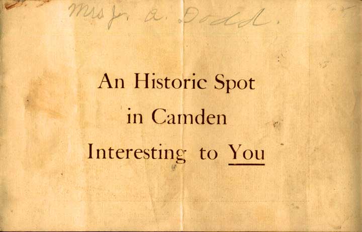 An Historic Spot in Camden Interesting to You — Wood Manufacturing Co. brochure cover, c. 1910