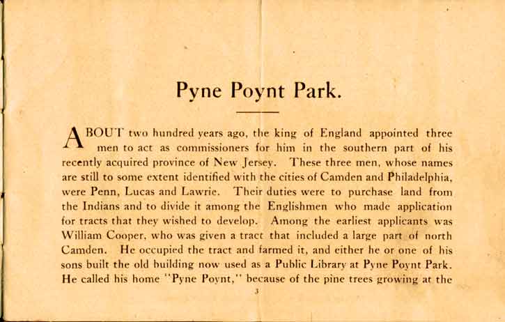 Pyne Poynt Park — text page, Wood Manufacturing Co. brochure, c. 1910