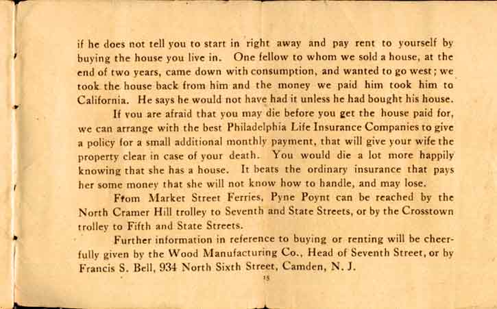 Further information — text page, Wood Manufacturing Co. brochure, c. 1910