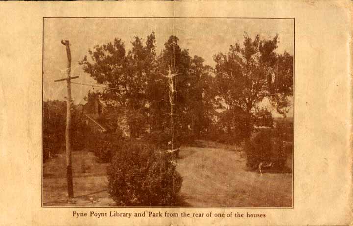 Pyne Poynt Library and Park from the rear of one of the houses — Wood Manufacturing Co. brochure, c. 1910