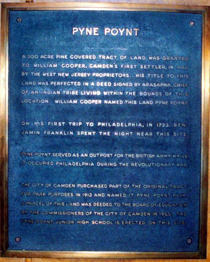 Pyne Poynt Junior High School 1957 dedication plaque, panel 2