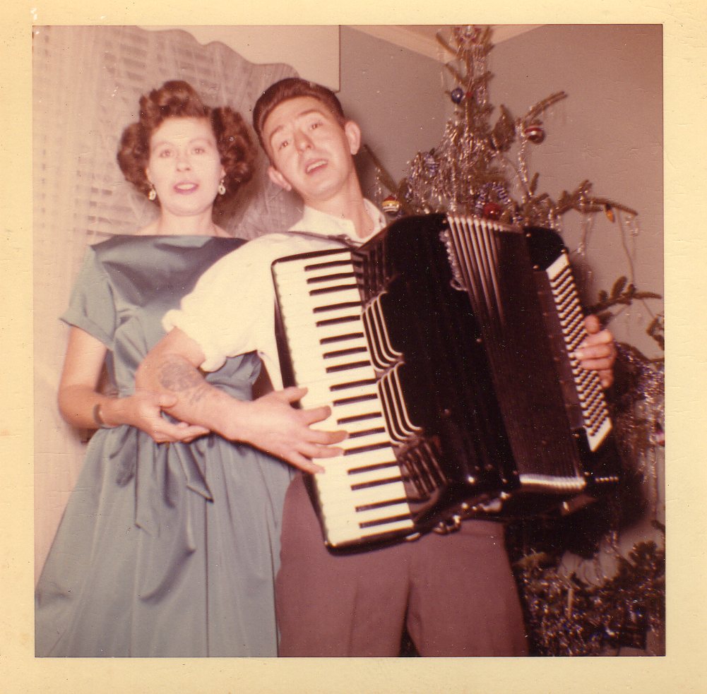 Ray & Mary Becoskie at Christmas, 1960