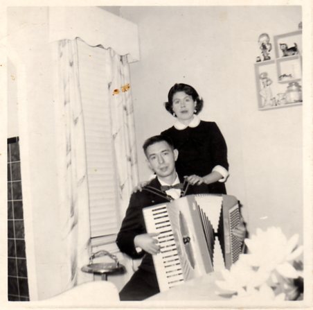 Ray & Mary Becoskie at Christmas, 1959