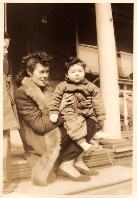 625 Elm Street — Mary Becoskie & Raymond H. Becoskie on front porch