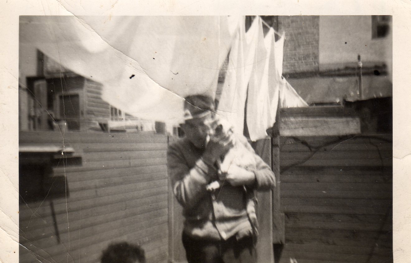 Elm Street backyard. Grandfather Hugh Kennedy, early 1950s.