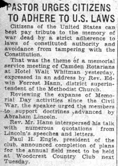 Camden Rotary Club, June 1, 1932