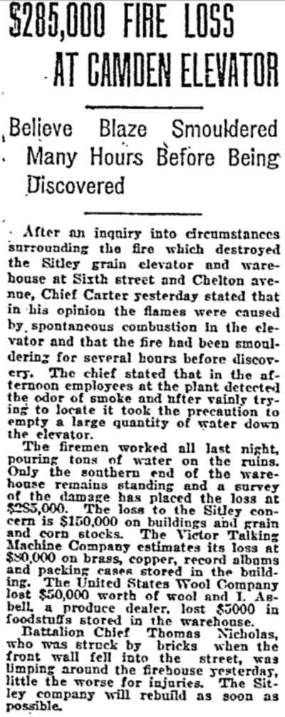 Philadelphia Inquirer, February 13, 1920 — Sitley & Son fire, continued