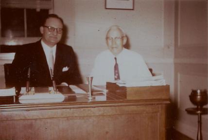 Edward Eastwick (left) and Edward Schaeffer at A.N. Stollwerck, photo circa 1958