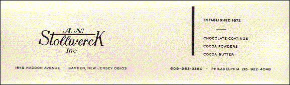 A.N. Stollwerck, Inc. letterhead, circa 1970