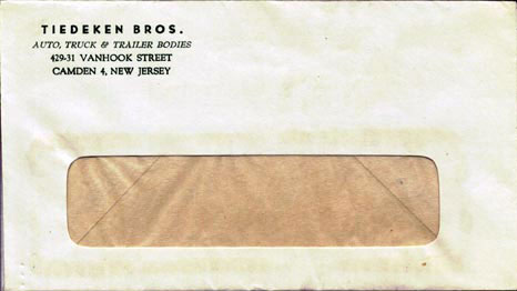 1950s-1960s Tiedeken Brothers envelope
