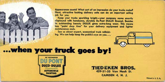 1950s-1960s Tiedeken Brothers advertising card