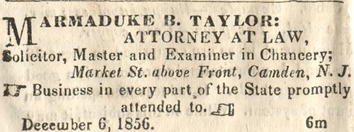 Marmaduke B. Taylor advertisement, May 22, 1858