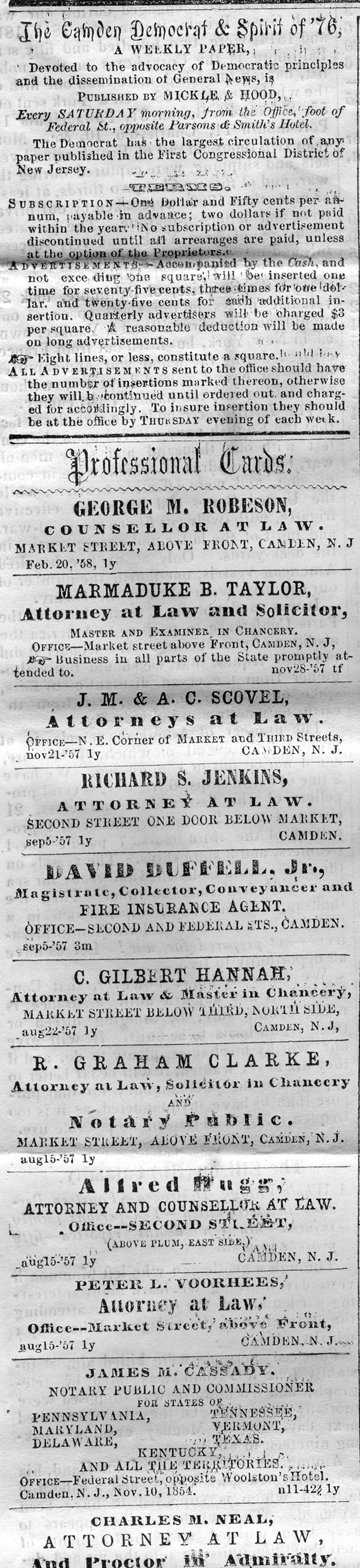 Camden Democrat, June 12, 1858, Page 1, Columns 1-3, top
