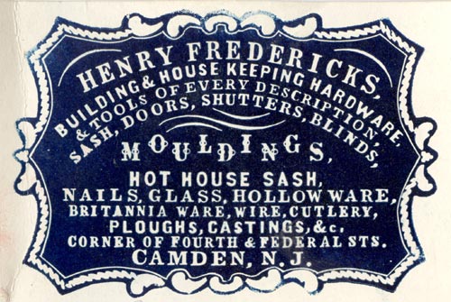 Business card detail, 1858