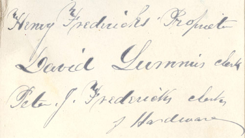Business card detail, 1858