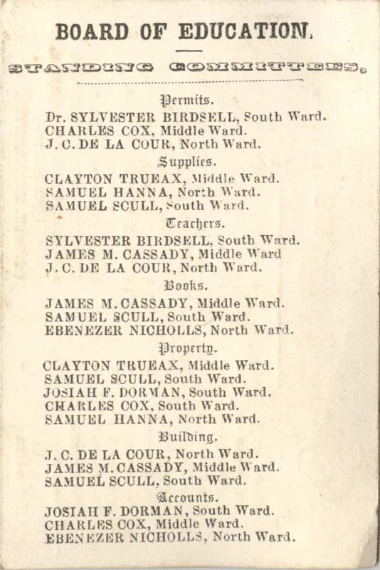 Board of Education of the City of Camden, 1858, front