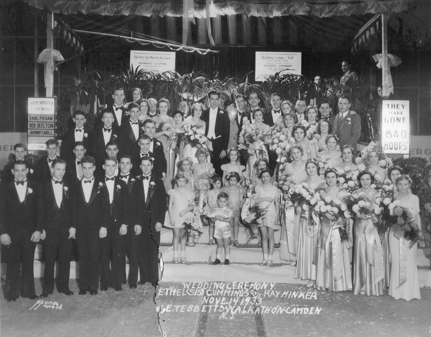 Walkathon Wedding — Ethel 'Sis' Commings and Ray Minker at Central Airport, November 14, 1933