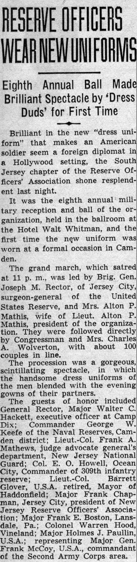 Hotel Walt Whitman — February 26, 1938